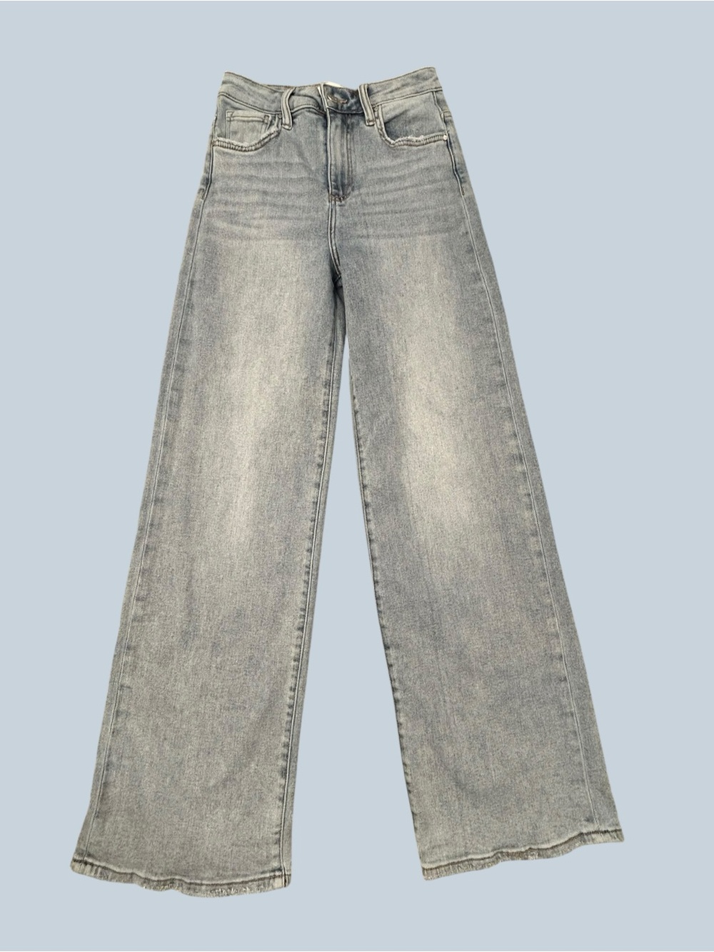 Risen Jeans High-Rise Wide Leg Women’s Jeans 3/26 Stretch Light Wash Denim